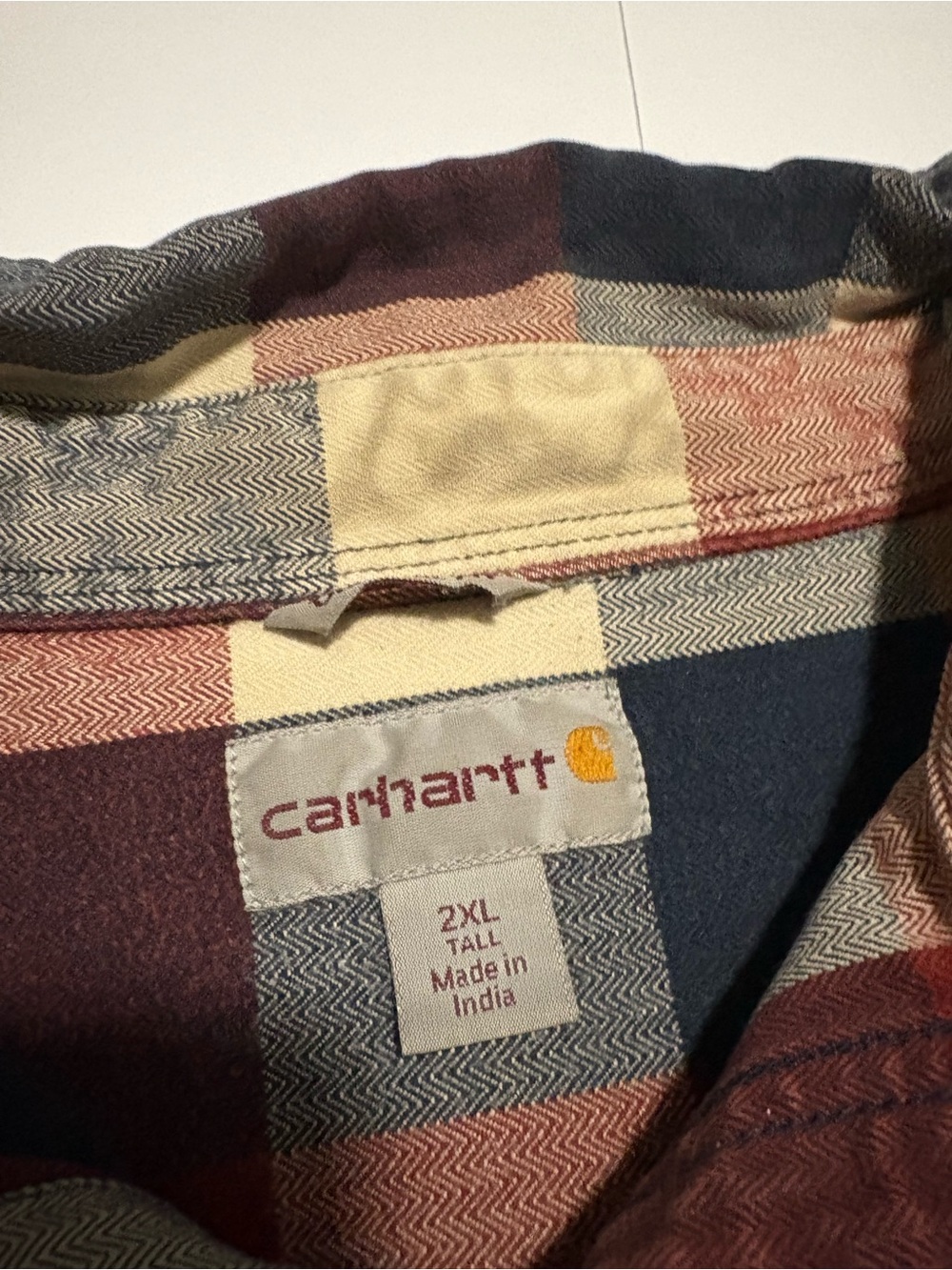 Carhartt Plaid Flannel Button Up Work Shirt 2XL Tall - Picture 2 of 7